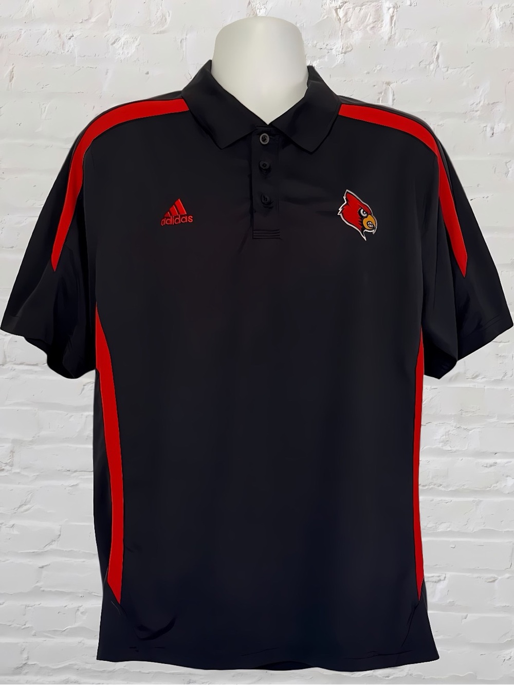 Adidas Climalite Louisville Cardinals Polo Large Black Red NCAA Performance
